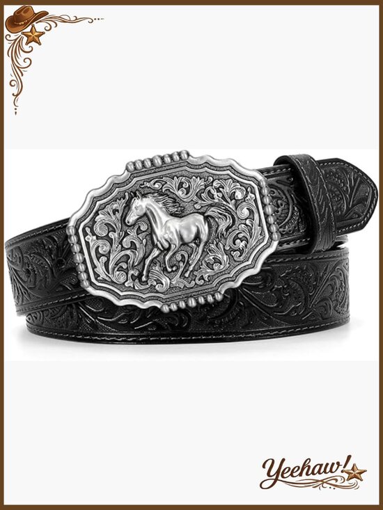 Embossed Western Cowboy Belt with Removable Buckle for Jeans main image 5
